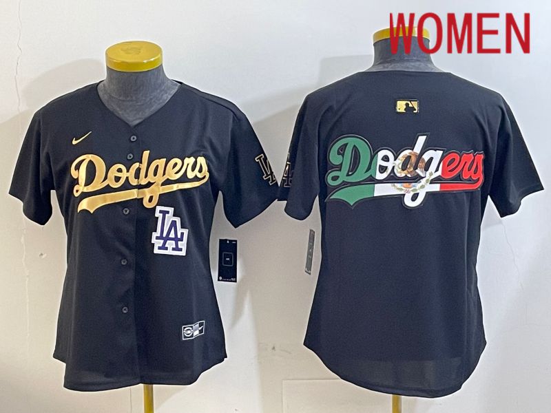 Women Los Angeles Dodgers Blank Black Gold Game 2024 Nike MLB Jersey style 12096